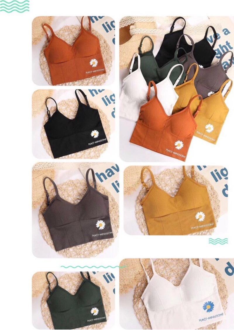 ÁO BRA HAI DÂY ÔM SÁT CƠ THỂ VỚI HÌNH HOA CÚC HOT TREND