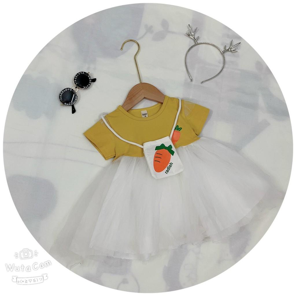 Váy Cho Bé Gái Mùa Hè Cộc Tay Váy Cotton Kèm Túi Màu Vàng Hồng Mềm Cho Bé 2 đến 8 Tuổi Từ 6 Đến 13 Kg Sulykids 2021