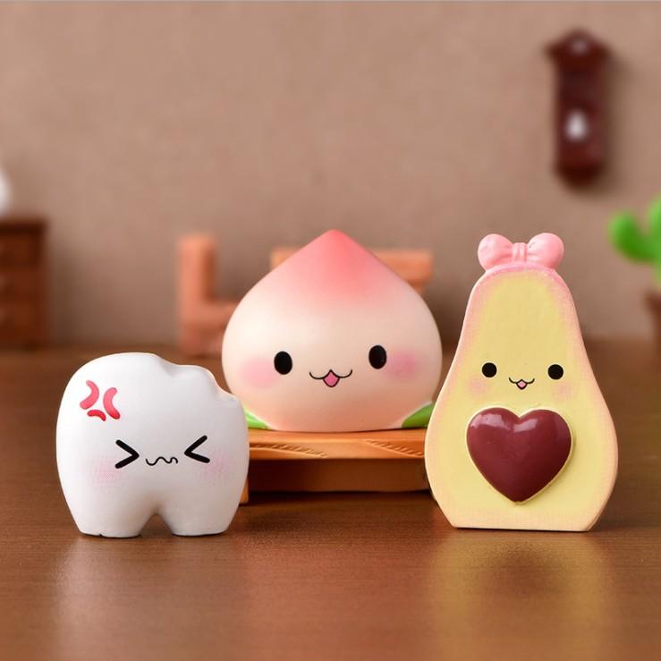 HN * Charm búp bê cảm xúc hình quả bơ, răng sâu, cơm bento, mây sét cho các bạn trang trí tiểu cảnh, terrarium, DIY