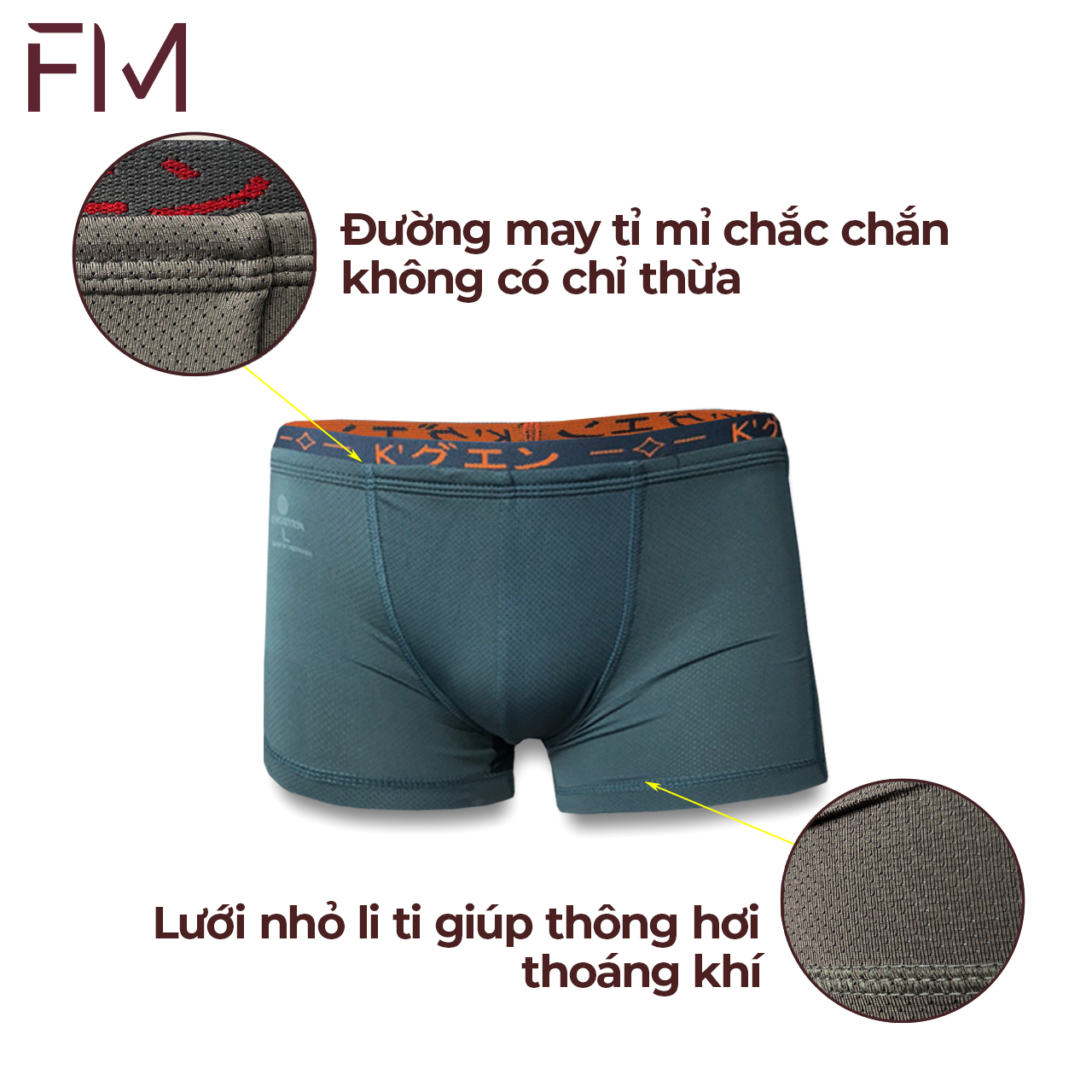 Combo 3 quần lót boxer nam, sịp đùi dạng lưới thông hơi thoáng mát - FORMEN SHOP - FMCB3QS020