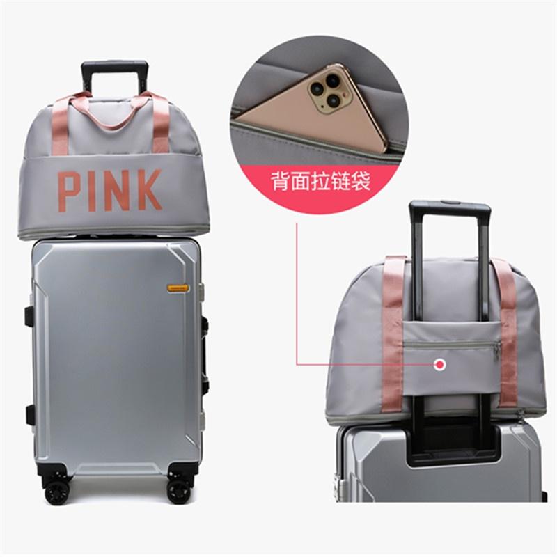 Túi xách du lịch cỡ lớn 2 tầng pink, túi du lịch đa năng nam nữ đựng quần áo mỹ phẩm