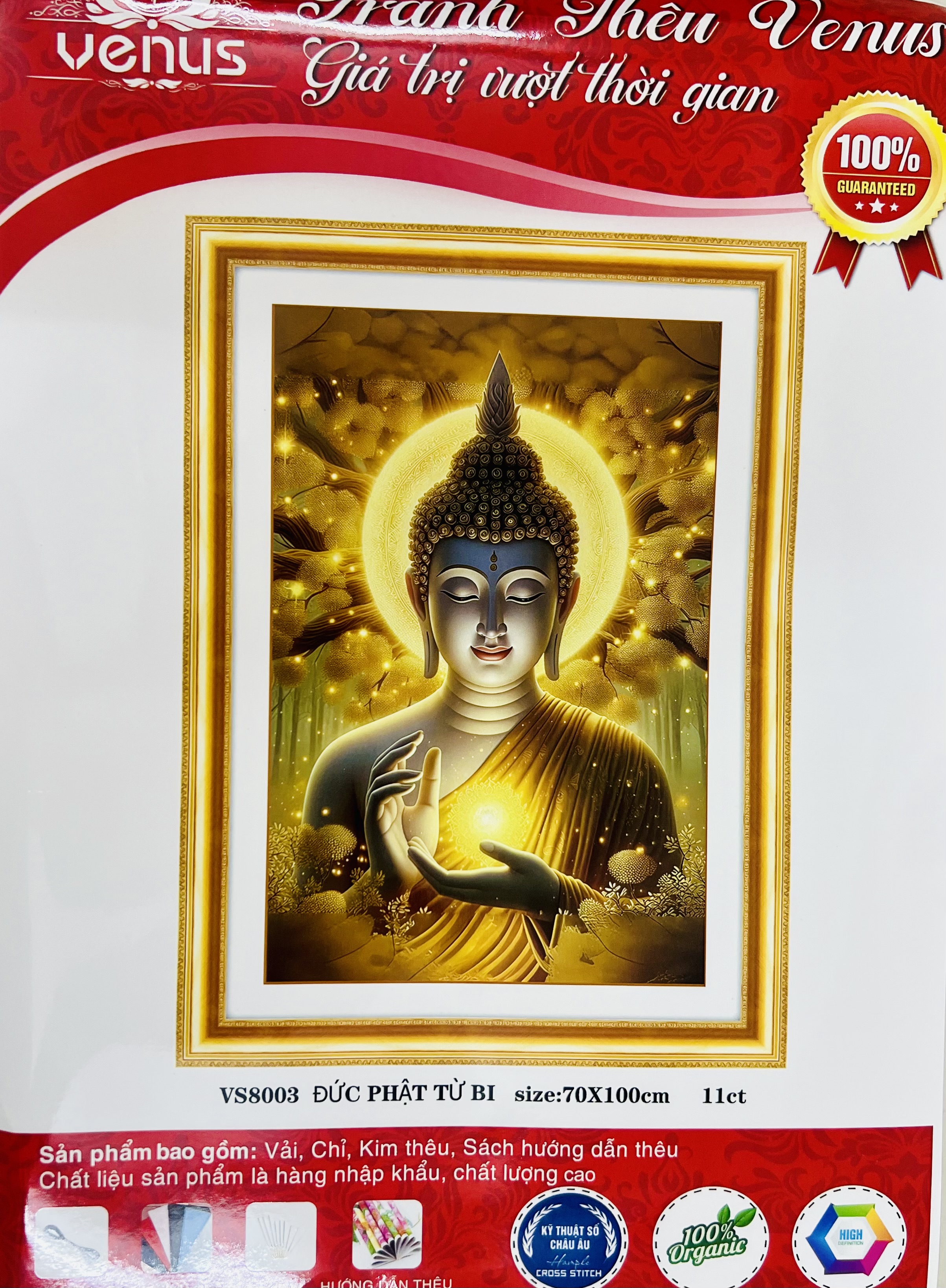 Tranh thêu kín Đức phật từ bi vs8003, kích thước 70 x 100 cm