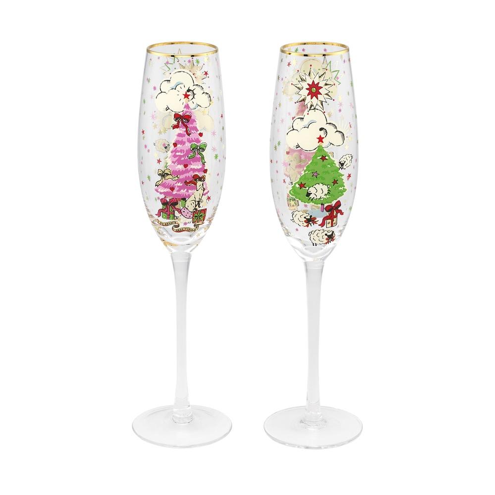Ly/Champagne Flutes - Christmas - Cream
