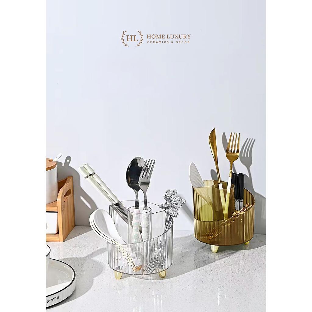 Kệ đựng cọ mỹ phẩm - cắm đũa thìa chất liệu nhựa Mica cao cấp