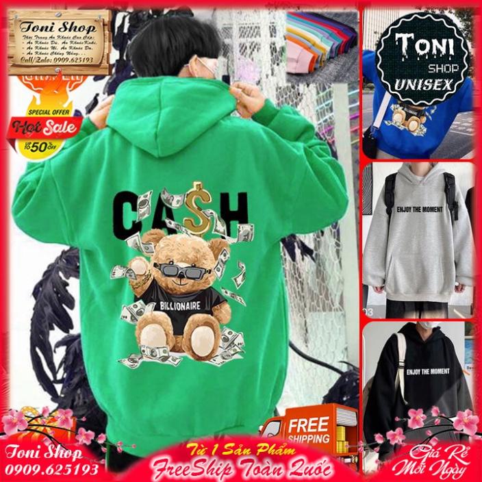 ÁO HOODIE CASH BEAR Nỉ Bông dày dặn - in Pet siêu đẹp và bền (HD4800 - Kèm Video Ảnh Thật) (TONI SHOP)