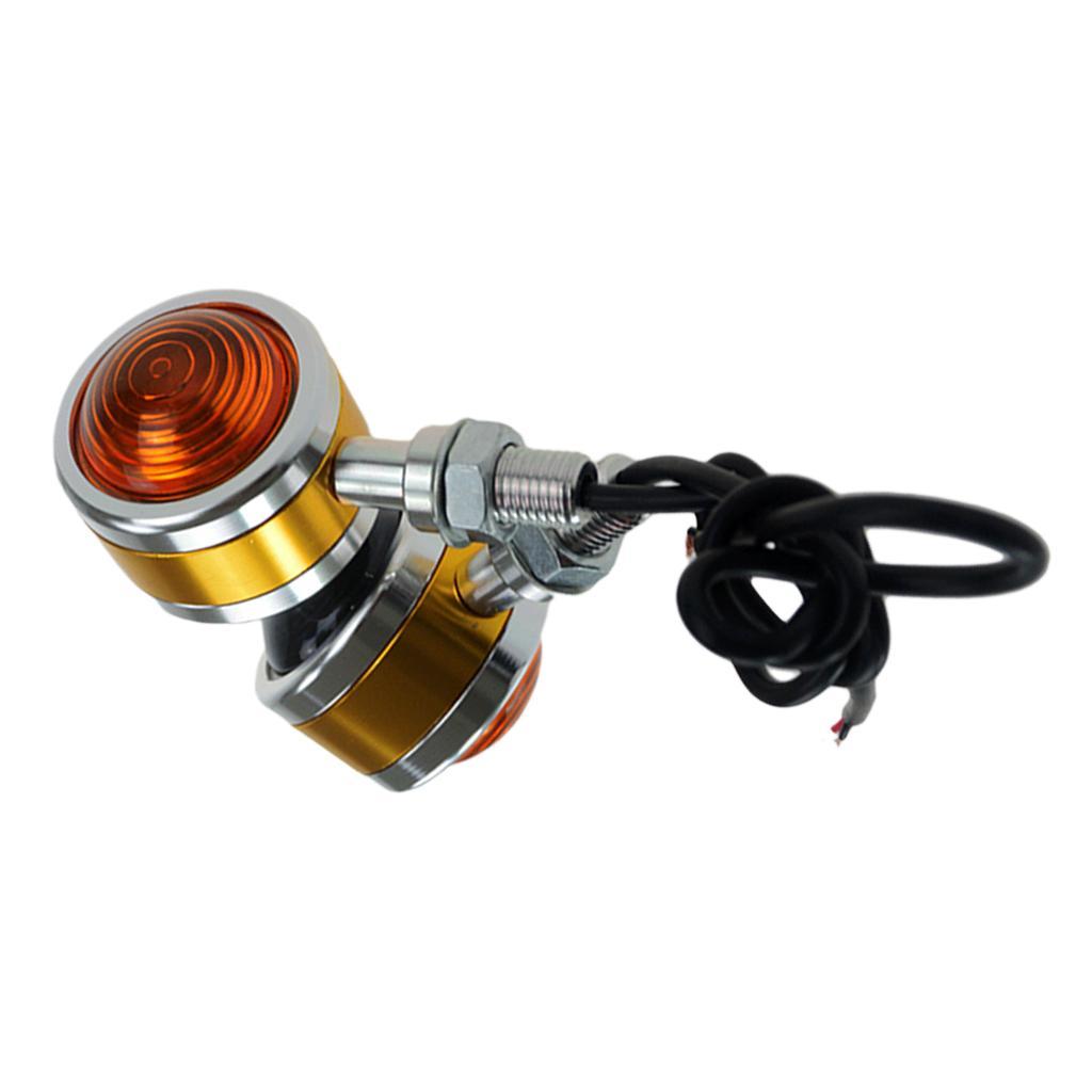 Chrome Motorcycle   Blinker Amber Indicator Light Yellow