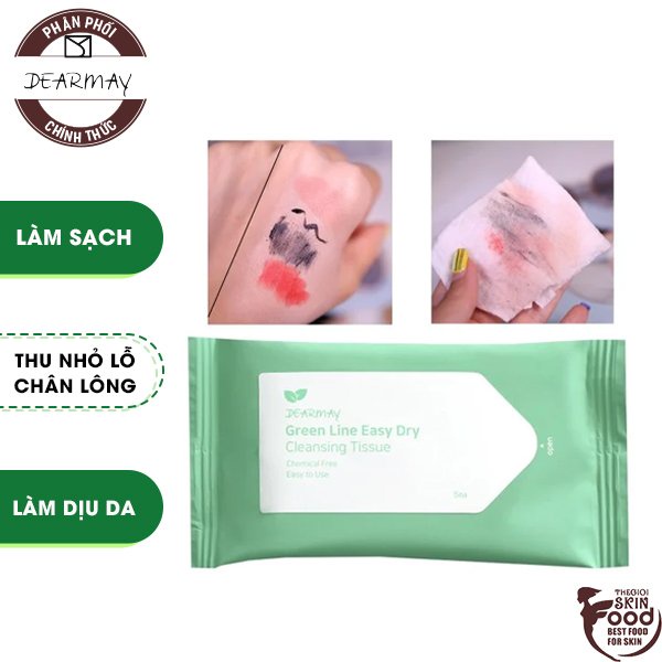 Khăn Giấy Khô Tẩy Trang, Làm Sạch Da Dearmay Green Line Easy Dry Cleansing Tissue