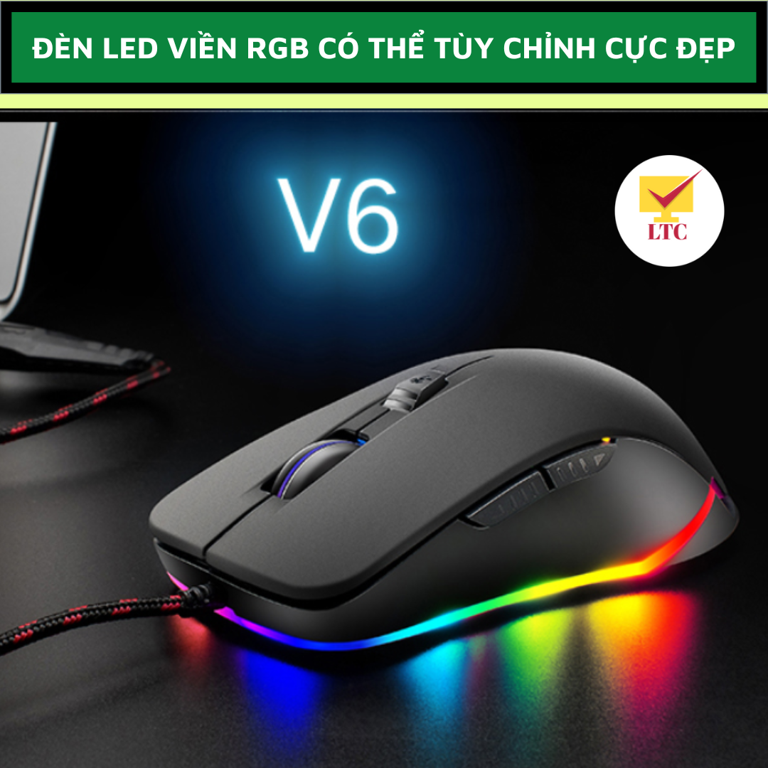 Chuột máy tính gaming led đổi màu nhiều chế độ V6, mouse chơi game tương thích PC - Hàng Chính Hãng