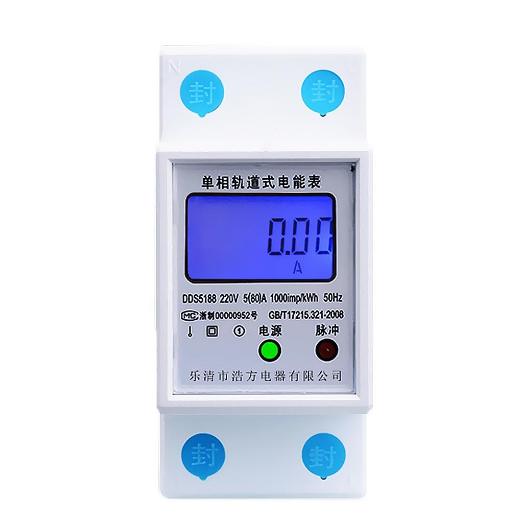 LCD DIN-Rail Type Hour Single Phase 2 Wire Energy Meter AC 220V