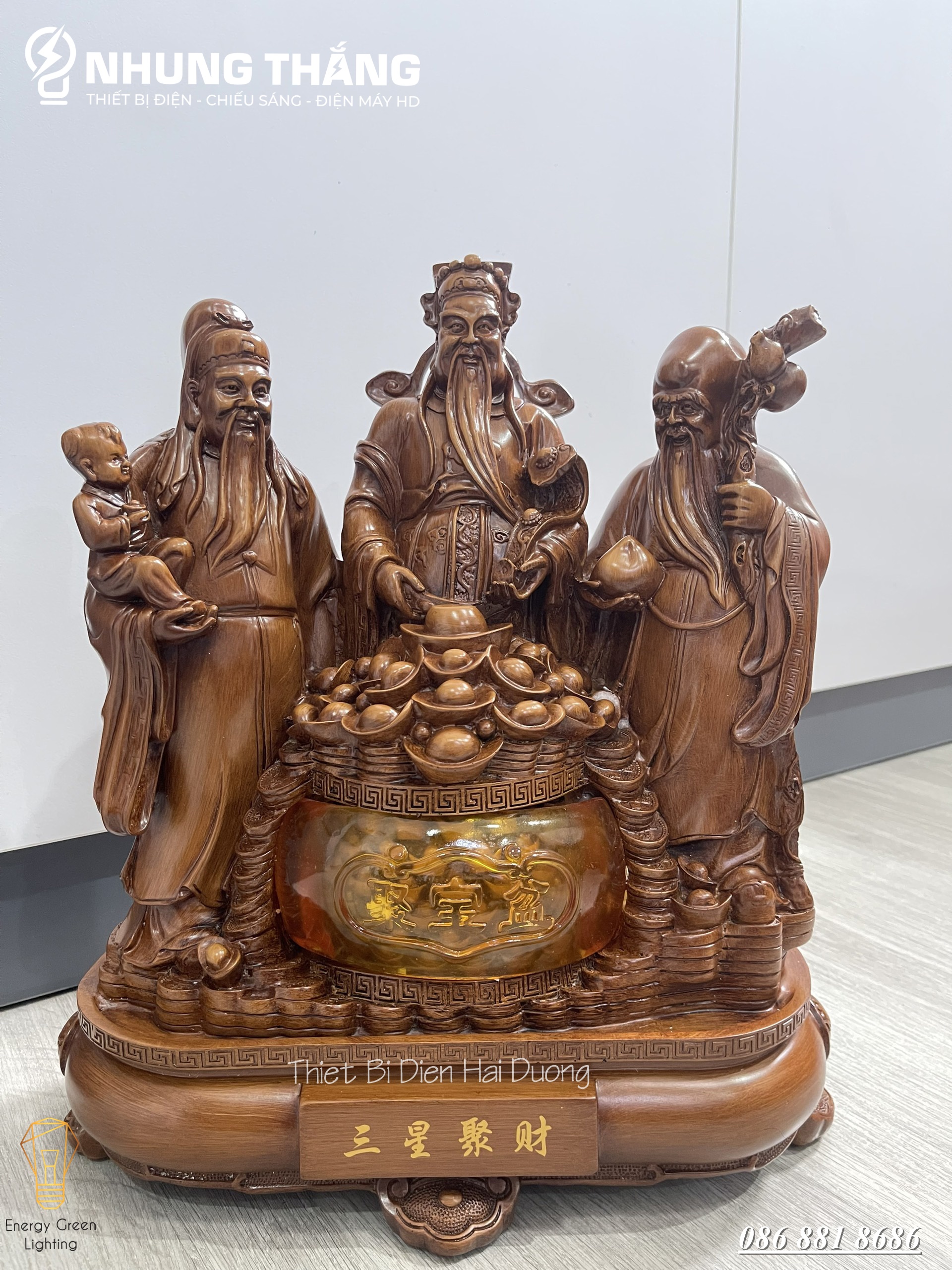 Bộ Tượng Tam Đa Phúc Lộc Thọ PT-33 - Cao 40cm - Mang Đến T iền Tài Hạnh Phúc Viên Mãn - Thọ Tỷ Nam Sơn