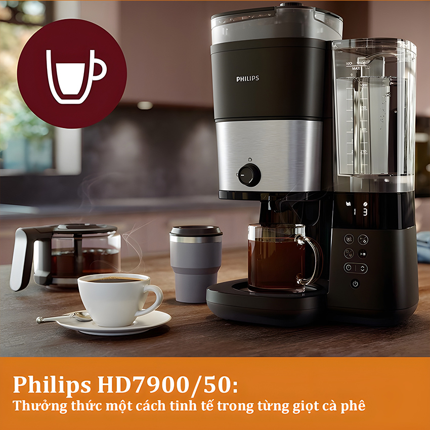 Máy pha cà phê Drip xay và pha tự động, thương hiệu Hà Lan cao cấp Philips - HD7900/50 [ HÀNG CHÍNH HÃNG ]