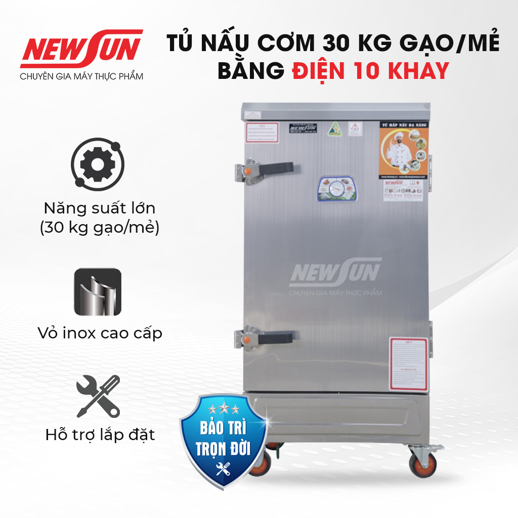 Tủ Nấu Cơm Bằng Điện NEWSUN 10 Khay Nhập Khẩu