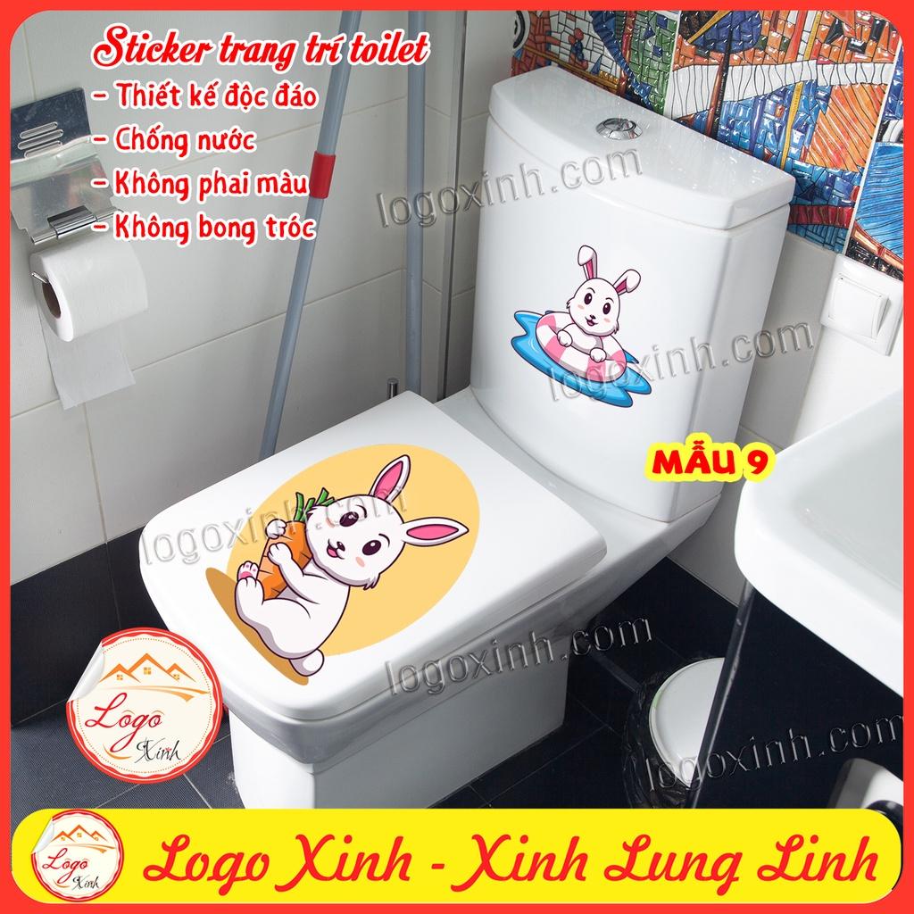 Combo 2 Tấm Dán Trang Trí Toilet Siêu Cute, Chất Liệu Decal Không Thấm Nước, Tem Trang Trí Nhà Vệ Sinh WC