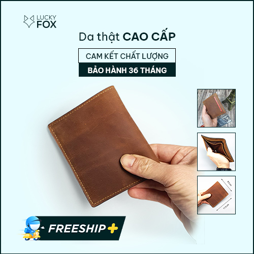 Ví nam đứng da bò sáp Ví mini, CAM KẾT Y HÌNH - BH 3 NĂM WS104