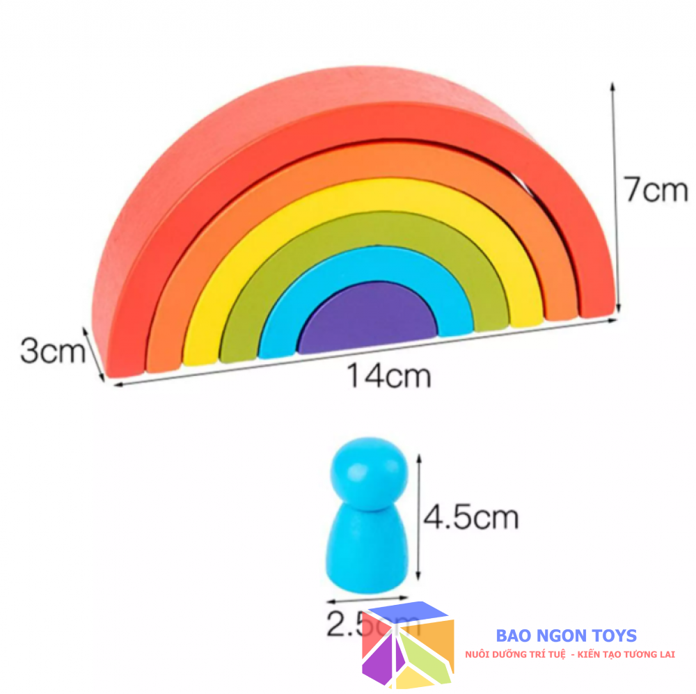 BỘ ĐỒ CHƠI 6 CẦU VỒNG VÀ 6 NGƯỜI GỖ MONTESSORI CHO BÉ, GIÚP BÉ PHÁT HUY TRÍ TƯỞNG TƯỢNG VÀ HỌC VỀ MÀU SẮC