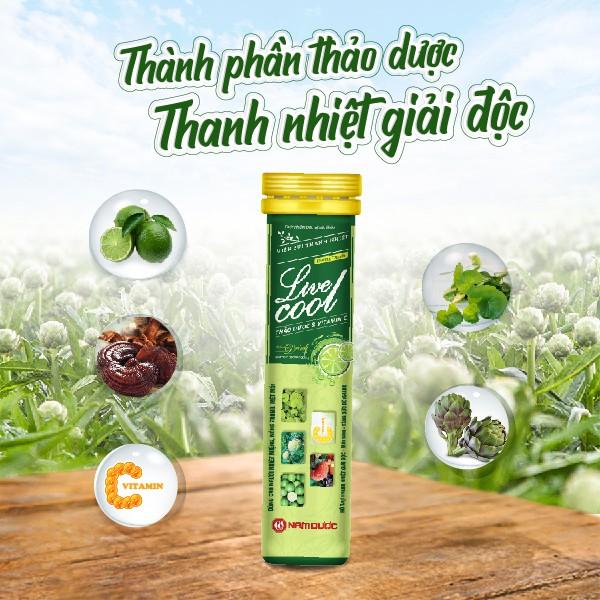 Viên sủi thanh nhiệt Livecool- Hương chanh  giảm nhiệt miệng nóng trong, mát gan, tăng sức đề kháng- Hộp 16 viên