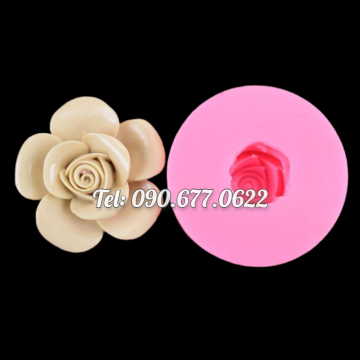 Khuôn rau câu silicon hoa hồng nở cánh tròn - Loại 8 cm – Mã số 1979