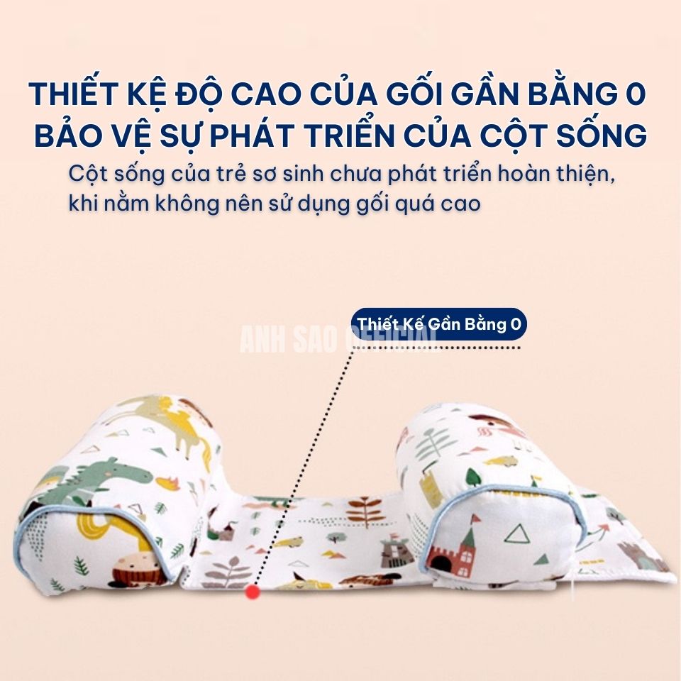 Gối Định Hình Đầu Cho Bé Sơ Sinh Cao Cấp Ánh Sao Chắc Chắn Có Khoá Dán Hỗ Trợ Đầu Cổ Thoáng Khí