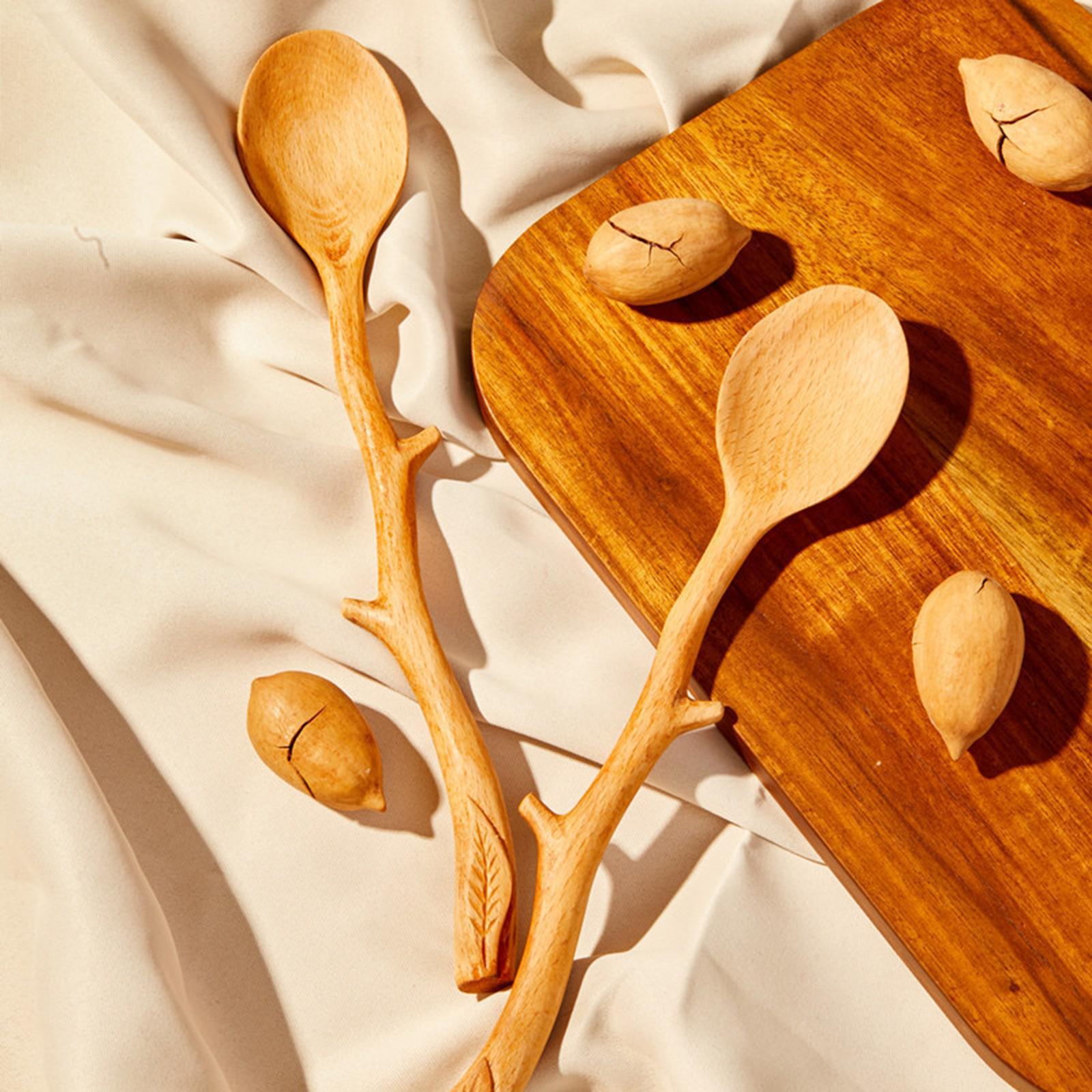 Soup Spoon Tableware Beech Spoons Coffee Stirring Spoon for Household Home