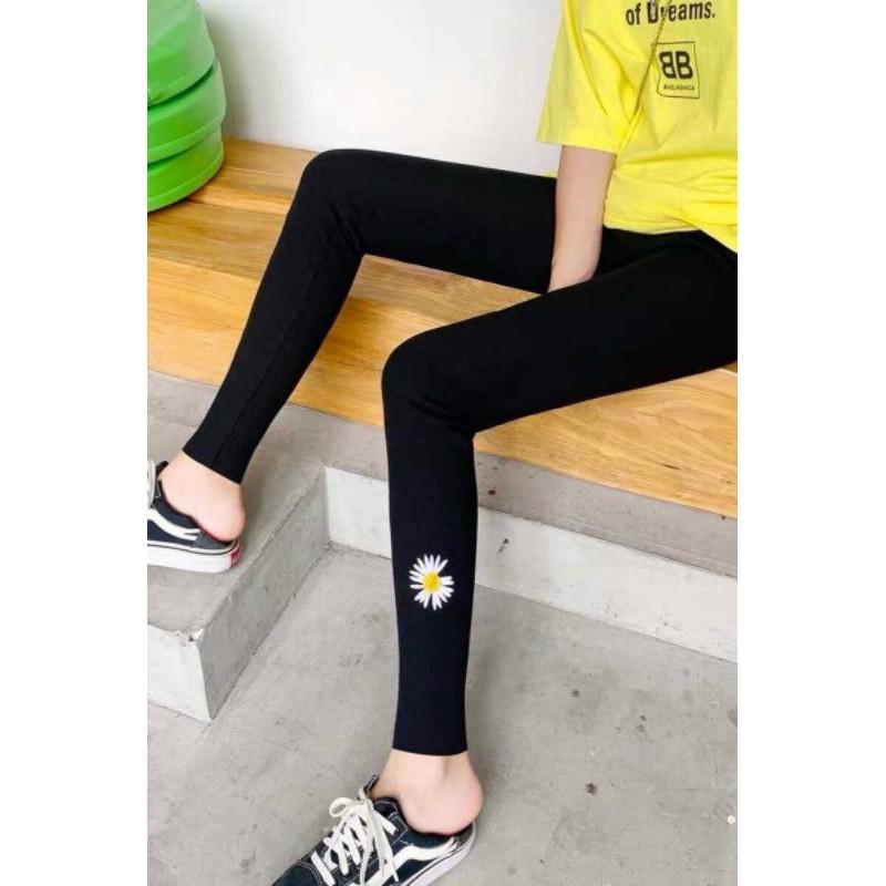 QUẦN LEGGING NỮ HOT TREND HOA CÚC GÂN TĂM NHỎ THOẢI MÁI MỀM MẠI