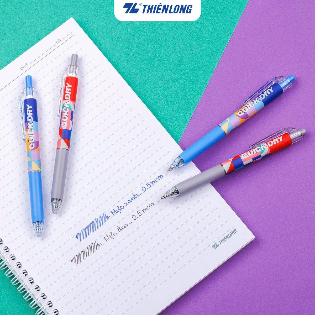 Bút gel Quick Dry Thiên Long Gel-033/V2 - Mực Xanh - Mực Khô Siêu Nhanh