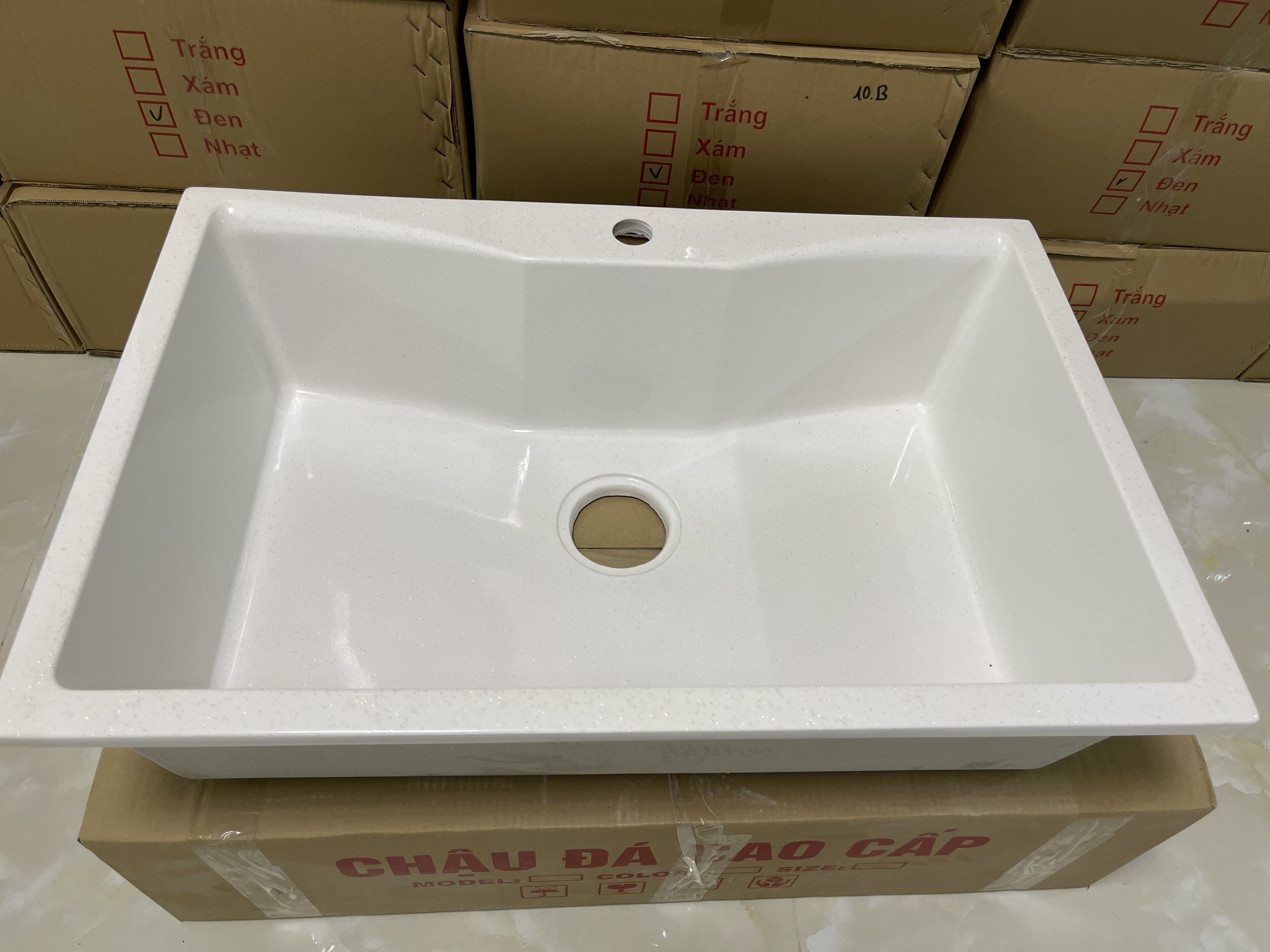 Chậu rửa chén bát đá nhân tạo -kích thước 73*48*20