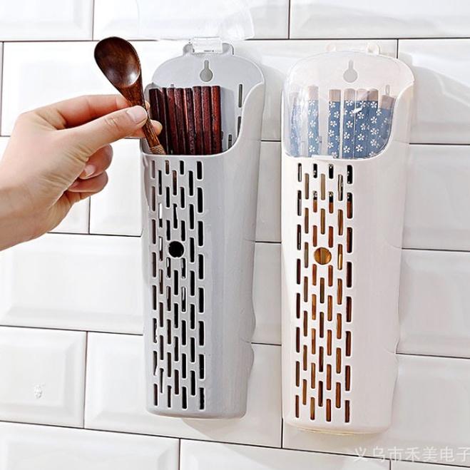 Hộp đựng đũa muỗng có nắp dán tường hợp vệ sinh cao cấp siêu chắc siêu bền