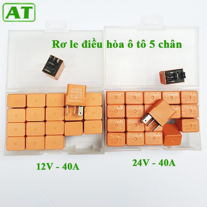 Hộp 20 Rơ Le Điều Hòa Ô Tô 5 Chân 12V 40A hoặc 24V 40A Màu Cam