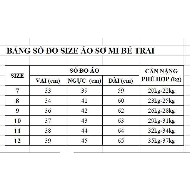 ÁO SƠ MI BÉ TRAI [20kg-35kg] [NHIỀU MẪU]