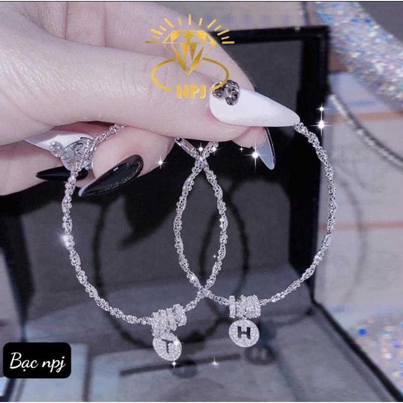 Lắc tết xoắn mix charm chữ , Vòng tay nữ Bạc Ta ️ SIÊU HOT ️ - Bạc Npj