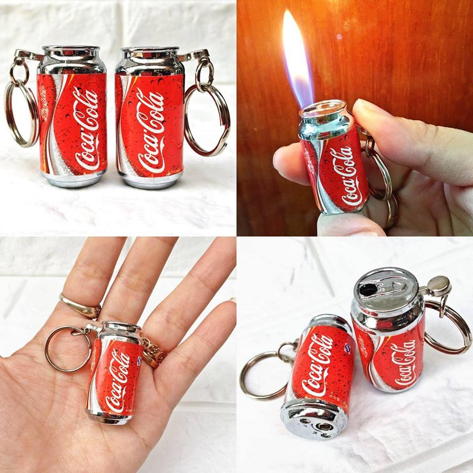 COMBO 2 BẬT LỬA MÓC KHÓA HÌNH LON NƯỚC COCACOLA