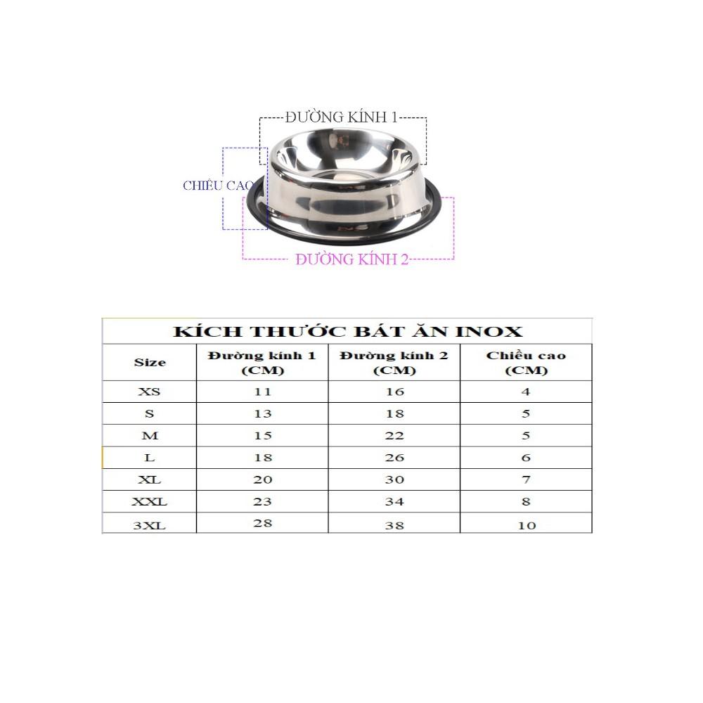 BÁT ĂN INOX CHO THÚ CƯNG CHÓ MÈO In hình bàn chân nổi Đế chống trượt