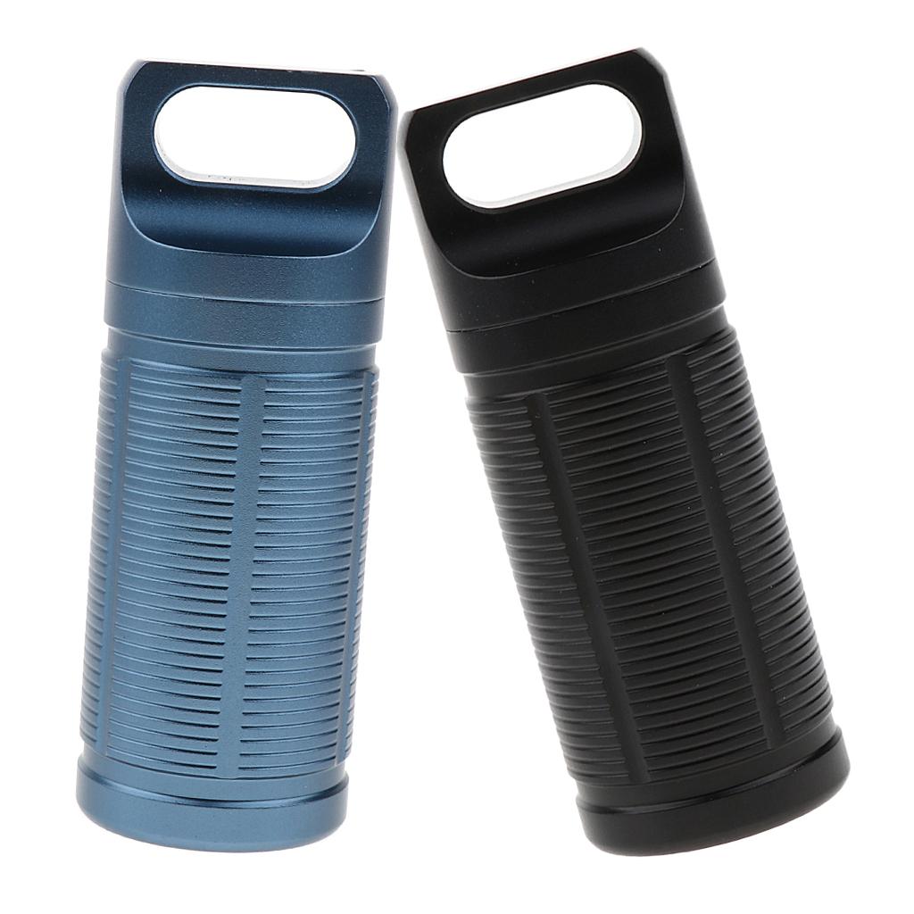2PCS Titanium Outdoor Travel Waterproof Pill Case Box Bottle