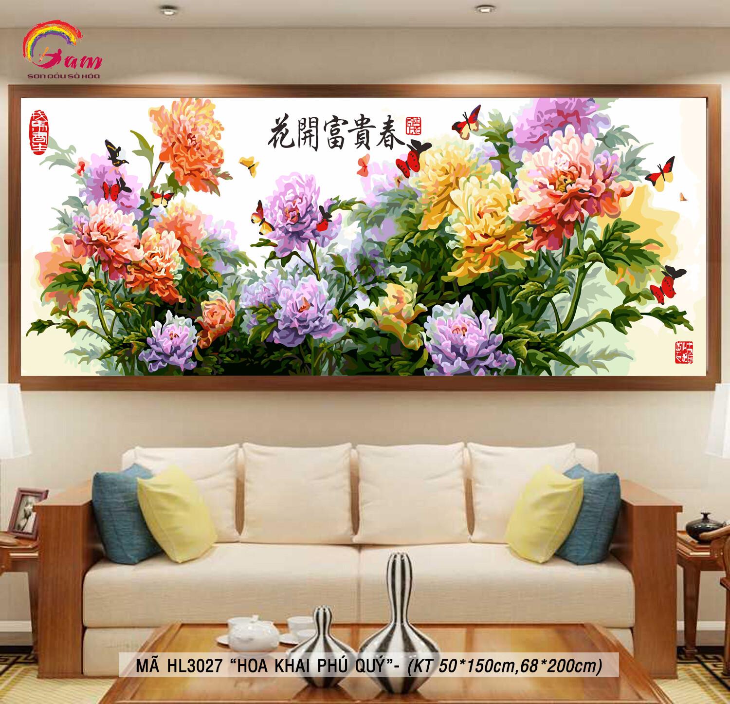 Tranh sơn dầu số hóa tự tô màu Gam HL3027 50x120cm không khung