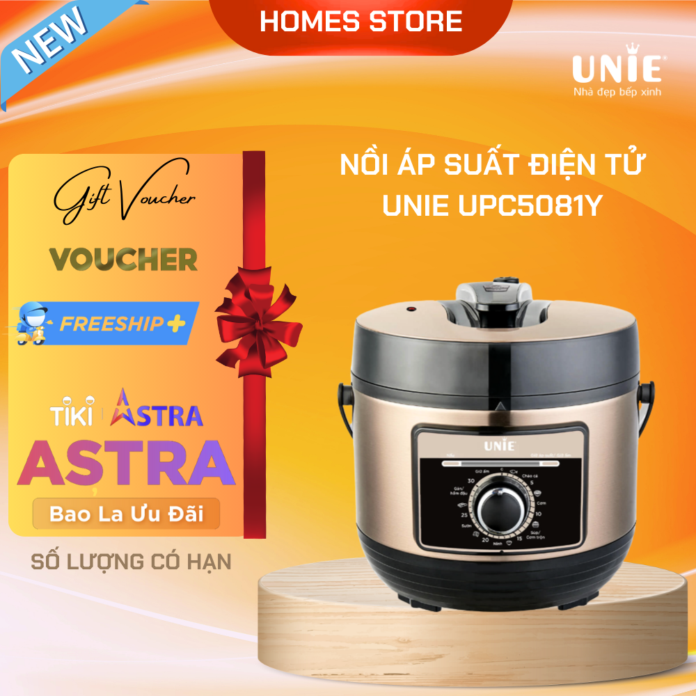 Nồi Áp Suất Điện Đa Năng Cao Cấp UNIE UPC5081Y Tiêu Chuẩn Đức Thiết Kế Sang Trọng Tích Hợp 7 Chức Năng Nấu Công Suất 900 W - Hàng Chính Hãng
