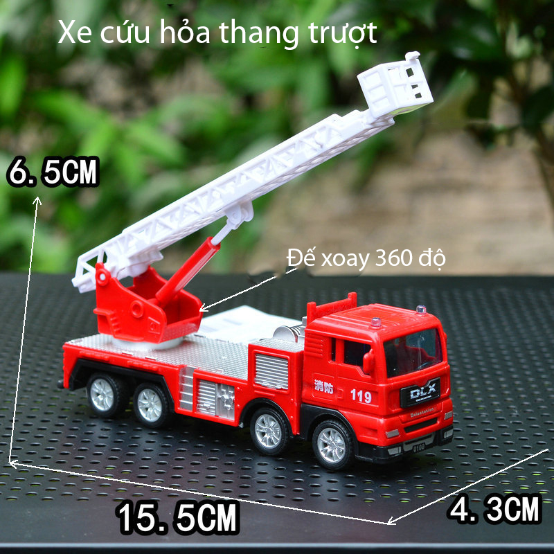 Đồ chơi mô hình xe đầu kéo cứu hỏa thang trượt và xe đấu kéo cứu hỏa chở nước KAVY NO.8809 gồm 2 xe chạy đà