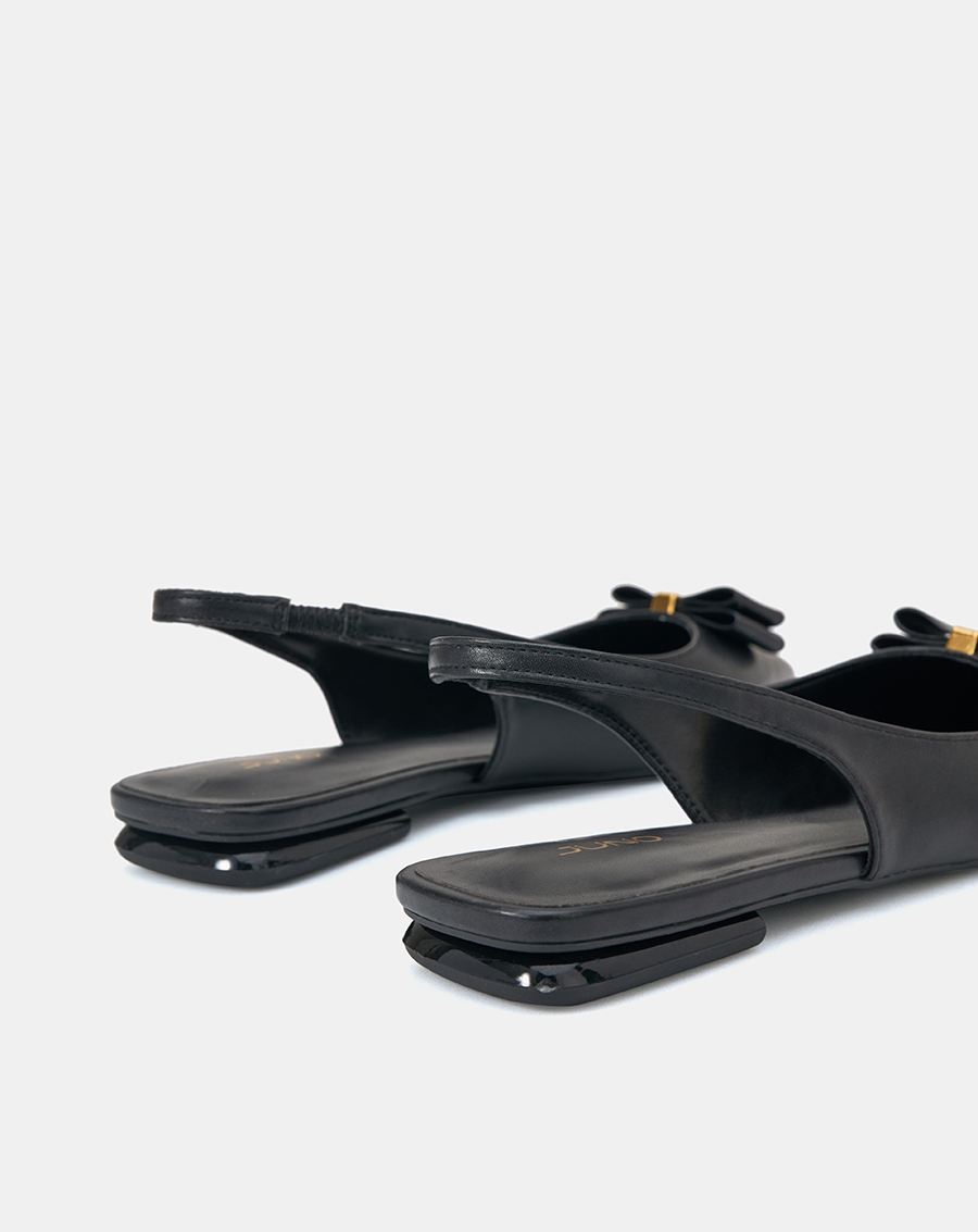 Giày Búp Bê Nữ 3cm Thời Trang JUNO Slingback Trang Trí Nơ BB03120