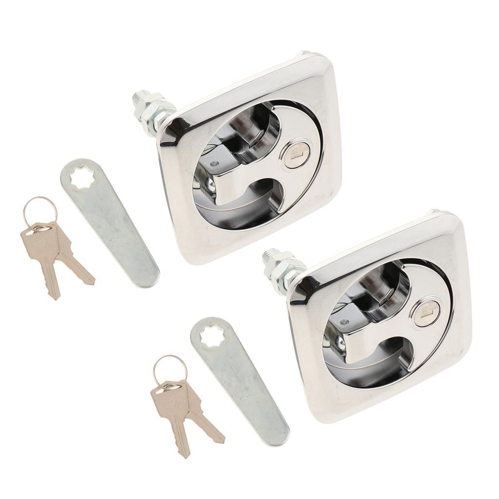 2X Stainless S Flush Pull Hatch Latch Locking for Marine Boat Trailer W Key