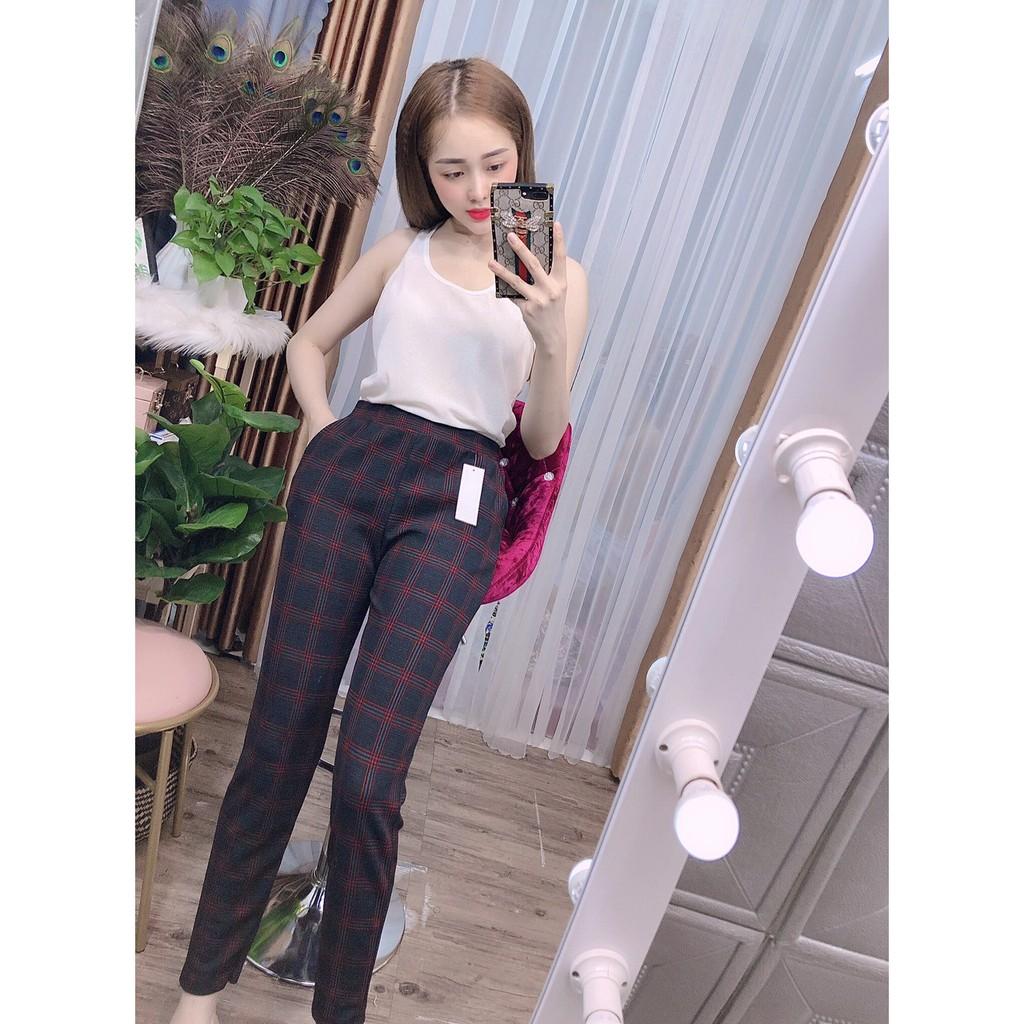 QUẦN BAGGY CARO NỮ VẢI XỐP 2 SIZE 45-60KG TÙY CHIỀU CAO