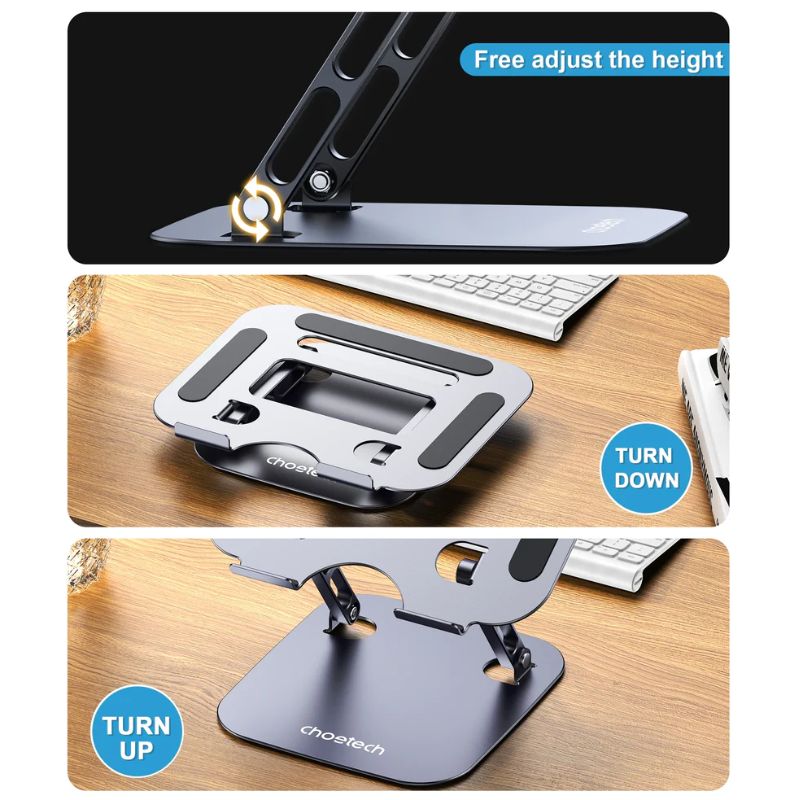 Giá đỡ Choetech H061 Máy tính bảng, Lap top, Mac-book có thể gấp gọn và điều chỉnh độ cao  (hàng chính hãng)