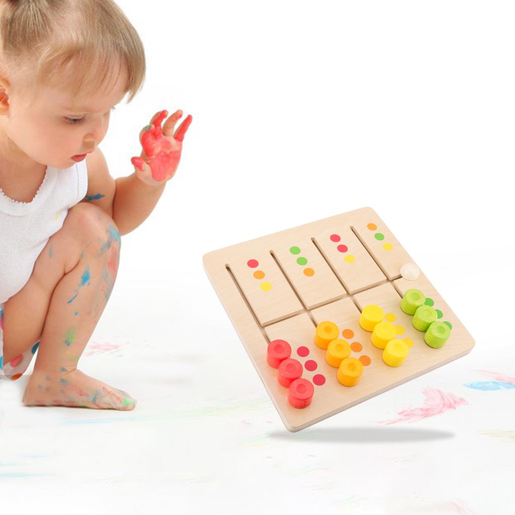 Kids Wooden Balance Board Stacking Blocks Color Sorter Maze Learning Toy