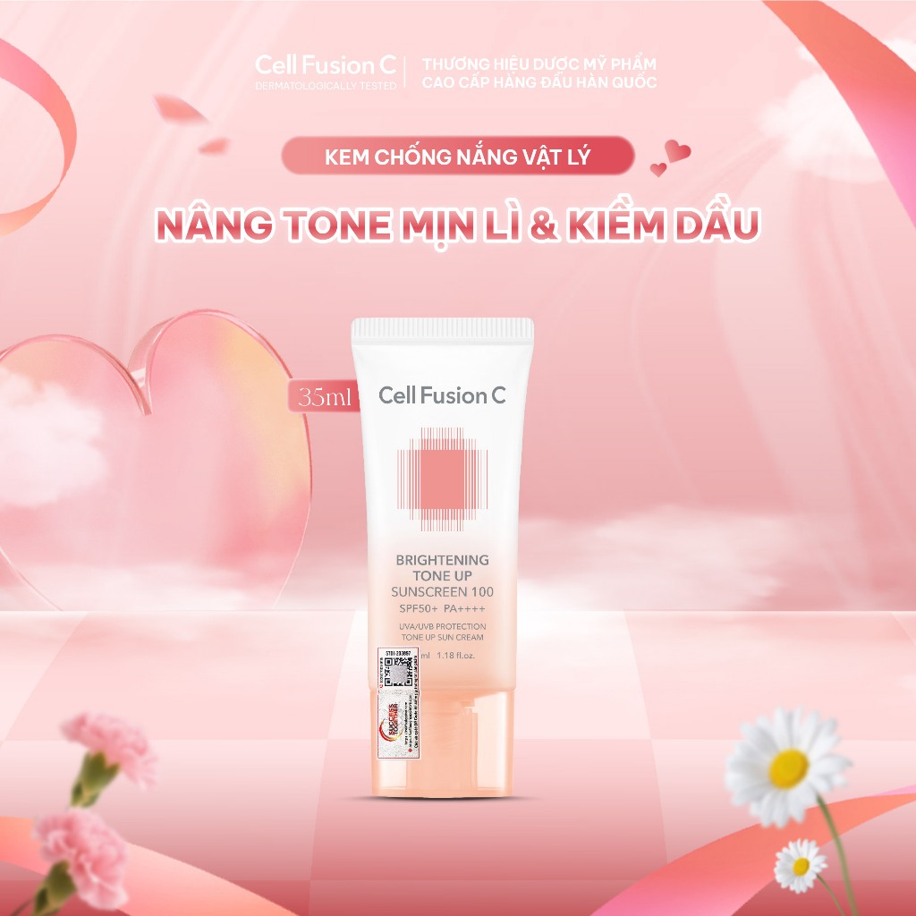 Combo 2 Kem Chống Nắng Dưỡng Trắng Nâng Tone Da Cell Fusion C Brightening Tone Up Sunscreen 100 SPF50+/ PA ++++ 35ml