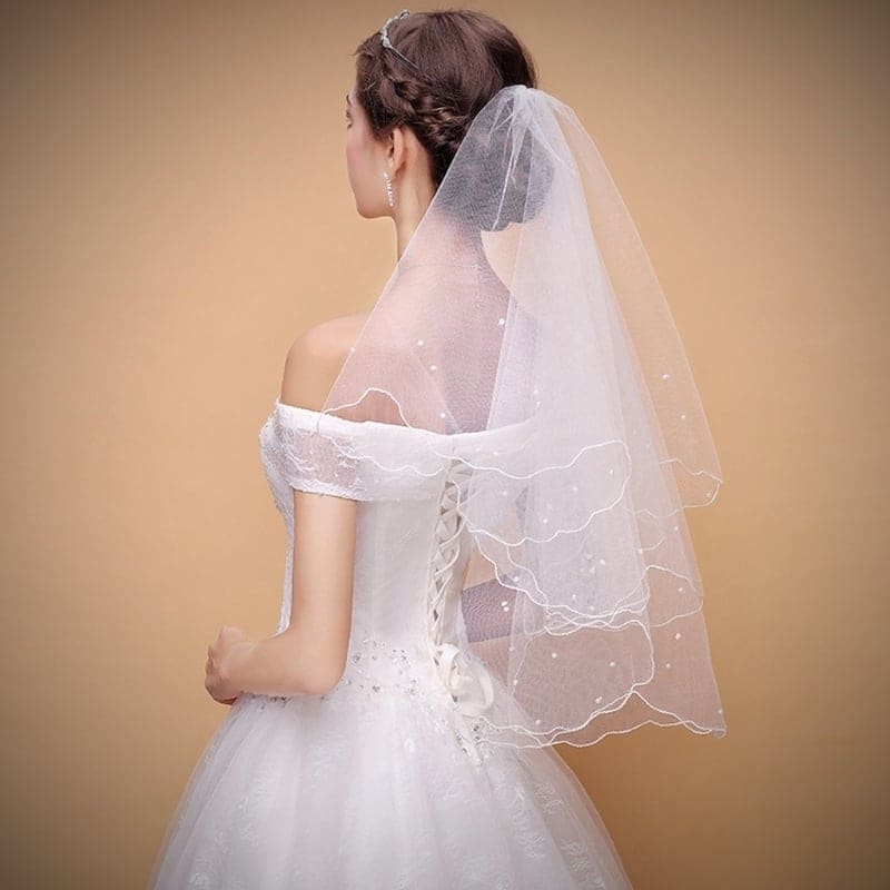 Voan cài tóc, Mạng che mặt dạng miếng cho Cô dâu và Dạ hội, đi tiệc, sự kiện màu trắng kem viền ren