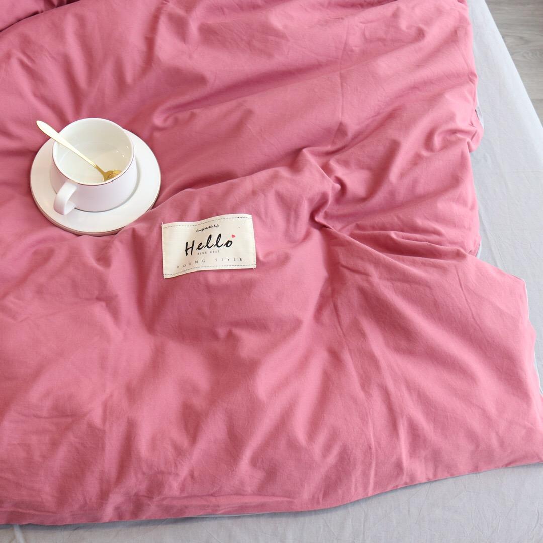 Bộ Chăn Chần Ga Gối Cotton Tici LIDACO - Hồng Đậm Ga Ghi