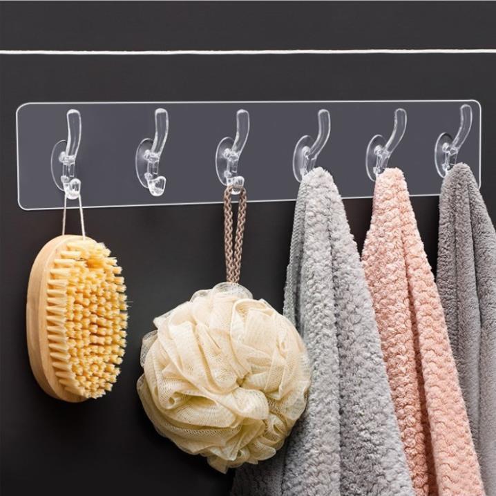 Thanh Móc Treo Đồ 6 Móc Siêu Dính Dán Tường Nhà Tắm,Nhà Bếp,Tủ Quần Áo - Vận Chuyển Miễn Phí Toàn Quốc