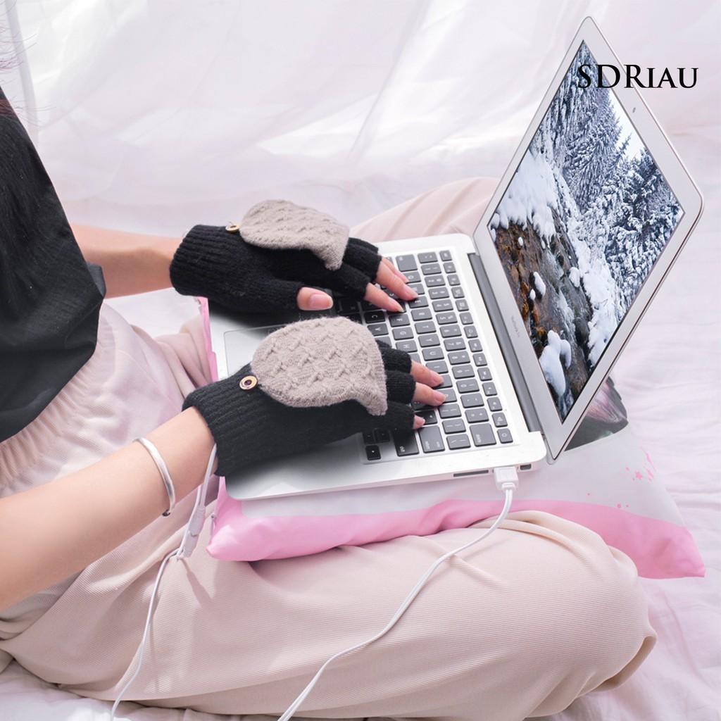 Găng Tay Giữ Ấm Hở Ngón Có Cổng Sạc Usb Tiện Dụng