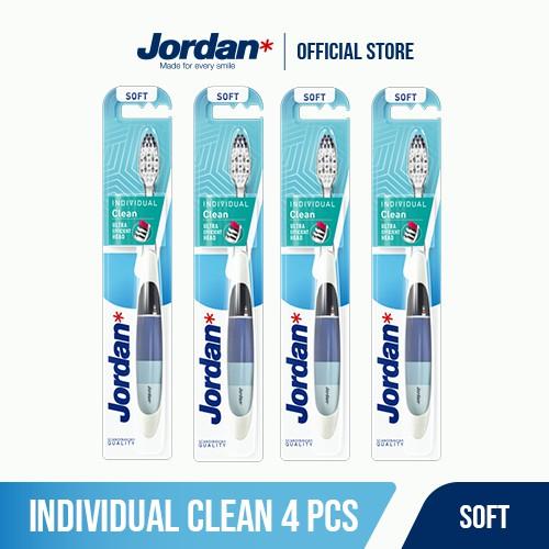 Combo 4 Bàn chải đánh răng Jordan Individual Clean, Lông mềm đan chéo