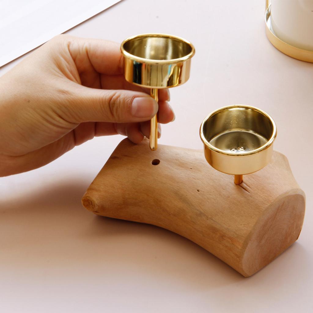 Wooden Base Candle Holder Candlestick Tealight Home Office Desktop Decor
