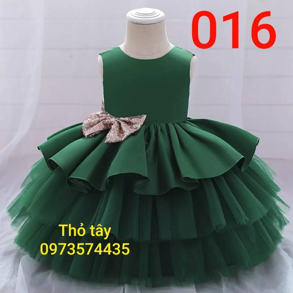 Đầm công chúa xanh tầng cho bé dự tiệc bé từ1 tuổi-12 tuổi
