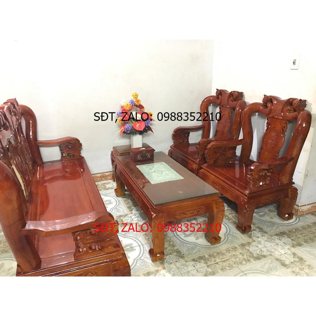 Bộ bàn ghế gỗ Minh Đào Gỗ Xoan Ta Cột 10 ĐỒ GỖ TUẤN LONG